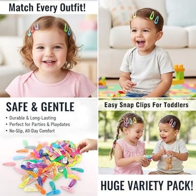 Babymatch Baby Barrettes Hair Clips: 1.2 inch (3cm) Small Mini Snap for Toddler Little Girls Kids 150pcs (30 colors) - Image 6