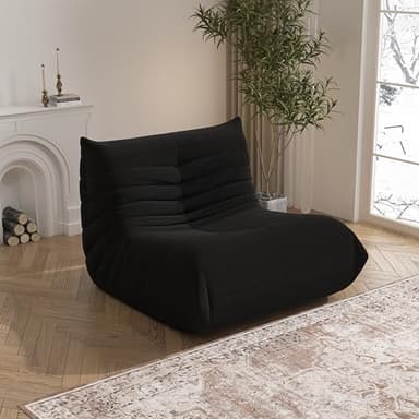 Bean Bag Chair, Memory Foam Bean Bag Sofa Large Bean Bag Chair for Adults, Bean Bag Chairs for Teens with High Density Comfortable Foam, Bean Bag for Living Room, Bedroom (Black) - Image 3
