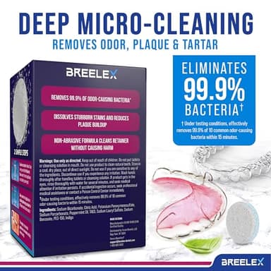 Breelex Retainer Cleaner Tablets - 2 Pack, 240 Tablets - Denture Cleaning & Night Guard Cleaner - Mouthguard & Dental Appliance Cleaning - Image 2