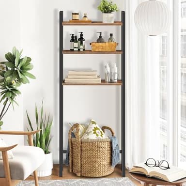 HOOBRO Over-The-Toilet Storage, 3-Tier Bathroom Organizer Over Toilet, Wooden Bathroom Shelves, Space Saver, Freestanding Storage Shelf, Easy to Assemble, Rustic Brown and Black BF41TS01 - Image 9