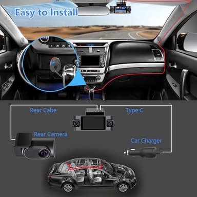 4 Channel Dash Cam 360° View,4K Front Rear Inside Dashcam,Left Right Dash Camera for Cars,Built-in GPS, 5G WiFi,Voice Control,Night Vision, 24/7 Recording Parking Mode Monitor, Free 128G Card - Image 9