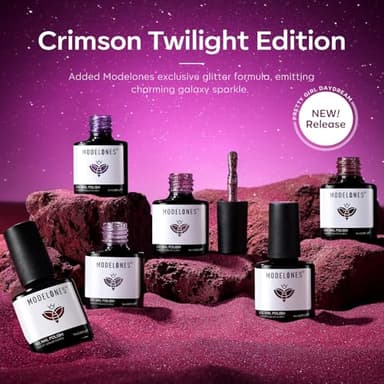 modelones Gel Nail Polish Set 6 Colors Red Burgundy Brown Purple Glitter Gel Nail Polish Color Changing Sparkle Shimmer Polish Kit Soak Off UV Nail Art DIY Salon Gifts For Women Girl - Image 9