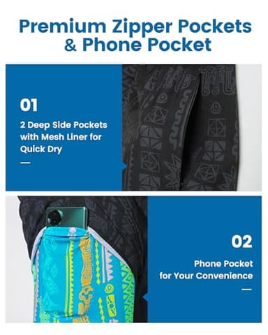 maamgic Mens Swim Trunks with Compression Liner 5" Stretch Athletic Swimming Shorts Quick Dry with Zipper Pockets No-Chafing Board Shorts Black-Legendary Dragon L - Image 2