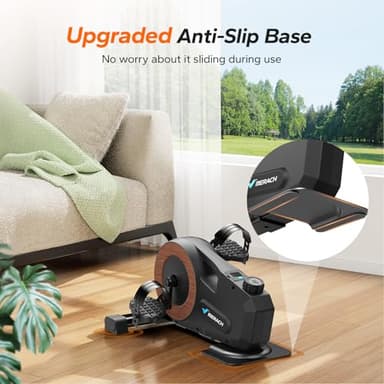 Under Desk Bike Pedal Exerciser, Quiet Magnetic Mini Exercise Bike with MERACH App for Arm, Leg Recovery, Physical Therapy, Smooth Foot Desk Cycle with 2 Resistance Bands & Non-Slip Mat - Image 5