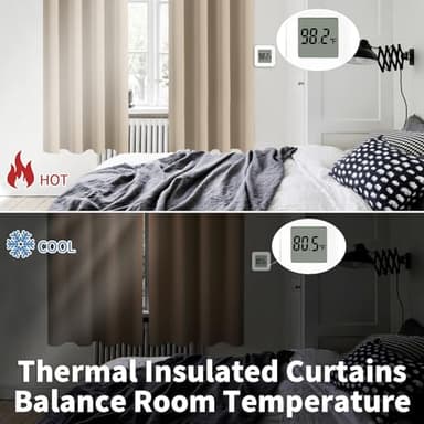 BGment Blackout Curtains - Grommet Thermal Insulated Room Darkening Bedroom and Living Room Curtains, Set of 2 Panels (52 x 54 Inch, Sand) - Image 3