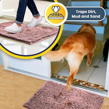 Muddy Mat® Original Dog Door Mat for Muddy Paws, Super Absorbent Microfiber, Non-Slip Washable Pet Rug, Quick Dry Chenille Entryway Carpet, Machine Washable Indoor Outdoor mat, Pink 24"x35" - Image 6
