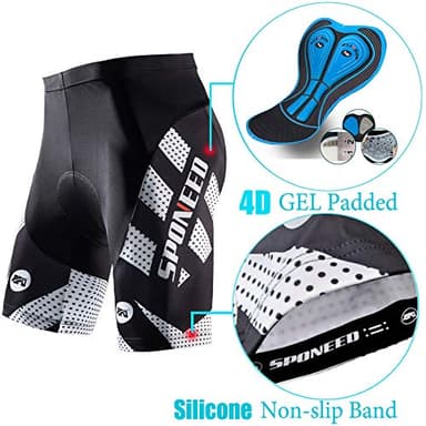 sponeed Men's Shorts for Biking Padding Cycling Pants Male Trainning Padded Road Bike Underwear US L White - Image 5