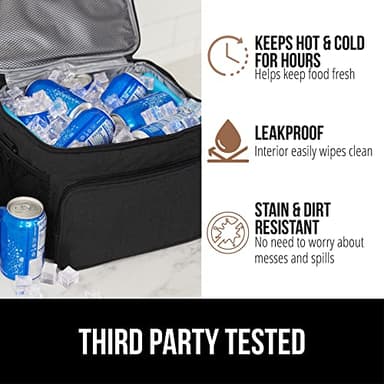 GORILLA GRIP Reusable Insulated Lunch Box Bag for Women Men,15L, Leakproof XL Soft Cooler Bags, Multiple Compartments, Mesh Pockets and Adjustable Strap, Food Tote Keeps Drinks Cold, 13x9, Black - Image 4