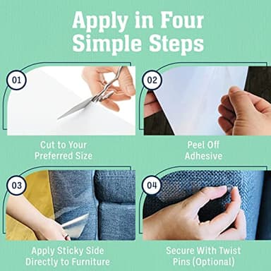 Stelucca Amazing Shields Anti Cat Scratch Furniture Protector - 18 Pack 17” by 12” Couch Protector from Cat Claws w/Twist Pins - Strong, Clear, Easy-to-Apply Scratching Deterrent and Shield for Sofa - Image 6