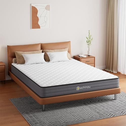 PECHINOU Twin Mattress, 6 Inch, Gel Memory Foam & Spring Hybrid, Plush, White, Breathable & Pressure Relief, Twin Size - Image 1