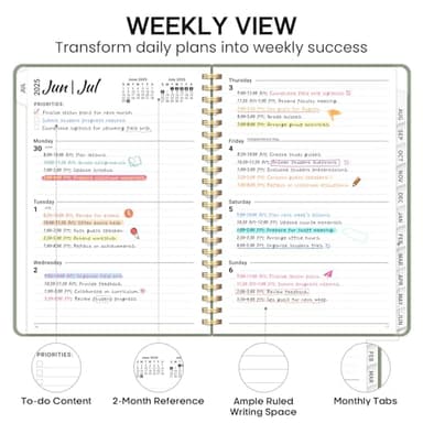 Academic Planner 2025-2026, Weekly and Monthly Calendar Planner Book, July 2025 – June 2026, Hardcover Organizer with Tabs, Perfect for Teachers, Students, Women & Men, A5 (6.4" x 8.5") - Green - Image 3