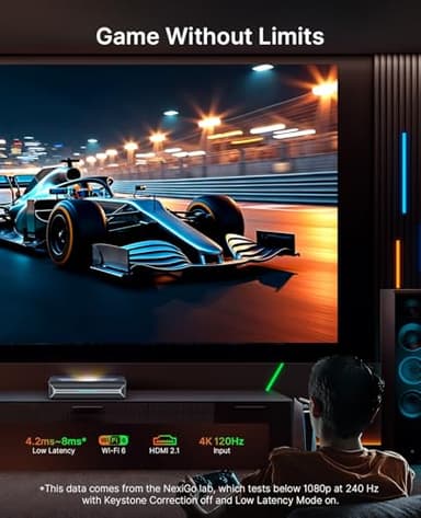 NexiGo Aurora Pro MKII, 4K Tri-Color Laser UST Projector, 30000:1 Contrast Ratio, Dynamic Iris & Laser Dimming, 0.21:1 Throw Ratio, Dolby Vision & Atmos, HDR10+, 3D, 4.2ms ~ 8ms Low Latency - Image 8