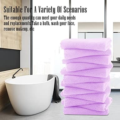 TENSTARS 12 Pack Premium Washcloths Set - Quick Drying- Soft Microfiber Coral Velvet Highly Absorbent Wash Clothes - Multipurpose Use as Bath, Spa, Facial, Fingertip Towel (Purple) - Image 7