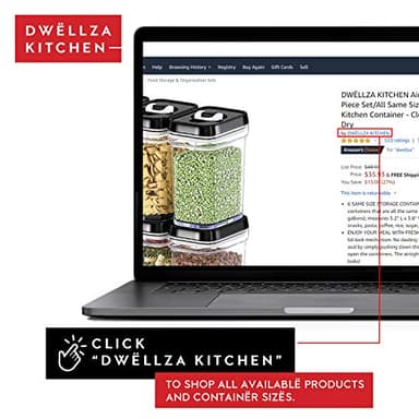 DWËLLZA KITCHEN Airtight Food Storage Containers - Pantry Snacks Kitchen Container, Baking Supplies, 4LB Sugar & Flour Canister - 4 Pc Set All Same Size - Clear Plastic BPA-Free - Keeps Fresh & Dry - Image 6