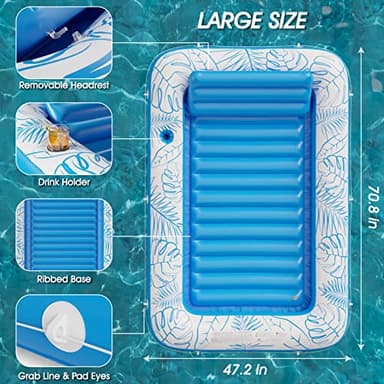 Inflatable Tanning Pool Lounger Float - Jasonwell 4 in 1 Sun Tan Tub Sunbathing Pool Lounge Raft Floatie Toys Water Filled Tanning Bed Mat Pad for Adult Blow Up Kiddie Pool Kids Ball Pit Pool (L) - Image 3