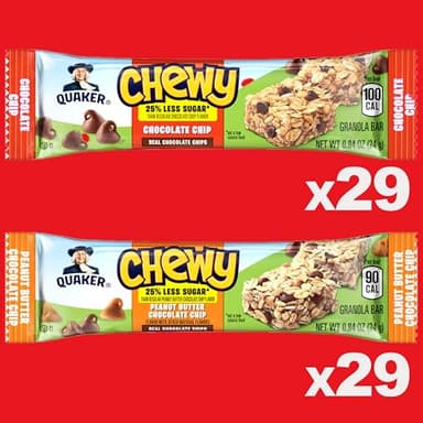 Quaker Chewy Granola Bars, 25% Less Sugar, 2 Flavor Variety Pack, (58 Pack) - Image 3