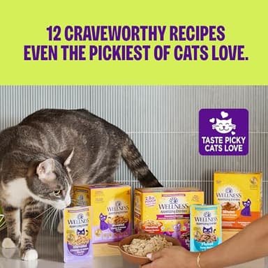 Wellness Appetizing Entrées Shredded & Mousse Adult Wet Cat Food, Natural, Protein-Rich, Grain Free, 1.4 Ounce Pouch, 8 Pack (Poultry Variety Pack) - Image 9