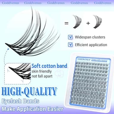Goddvenus Wispy Lash Clusters 10-16mm Lashes Clusters Eyelash Extensions Natural Individual Lashes 144pcs D Curl Lash Extension DIY Soft Comfortable Eyelash Clusters with Cotton Band - Image 3