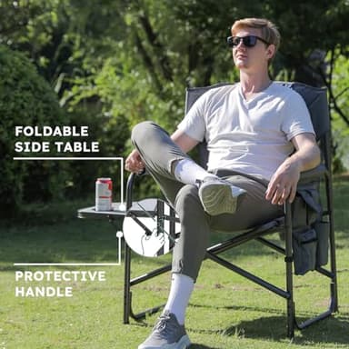 Colegence Oversized Directors Camping Chair Support 600 LBS, Heavy Duty Folding Outdoor Chairs with Detachable Side Pocket and Adjustable Side Table for Outside Beach,Lawn,Fishing (Blue) - Image 5
