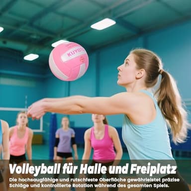 KUYOTQ Pink Outdoor Volleyball Official Size 5 Thickened Surface Soft Leather in&Outdoor Volleyball for Youth Adults,Beach Play,Game,Training(Deflated) - Image 7
