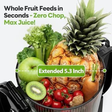 ECOSELF Juicer Machines with 5.3" Mega Mouth & Large Feed Chute, Cold Press Juicer for Whole Fruits & Vegetables, Professional Slow Masticating juicer for Batch Juicing, High Juice Yield Easy to Clean - Image 2