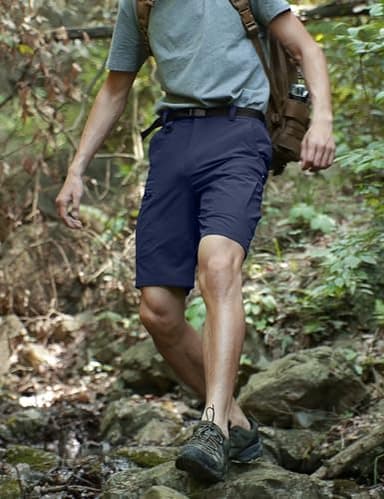 Shallowlulu Mens Cargo Hiking Shorts Water Resistant Quick Dry Lightweight Breathable Tactical Shorts with Nylon Belt(Midnight Blue 40W/10L) - Image 6