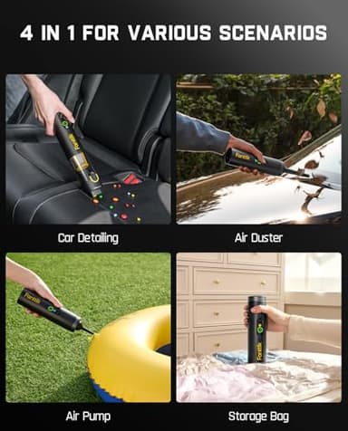 Fanttik Slim V10 APEX Cordless Car Vacuum, 4-in-1 Portable Mini Handheld Vac, 19kPa Suction Power, Upgraded Smart Digital Display, 2 Suction Modes for Small Jobs, Car, Office Desk, Keyboards (Black) - Image 3