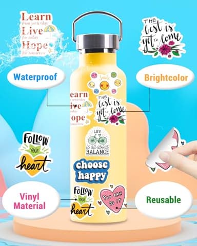 300 PCS Inspirational Stickers for Adults, Scrapbook Vision Board Supplies Motivational Stickers for Water Bottles Laptop, Positive Mental Health Quote Vinyl Stickers for Teens Kids Teachers Students - Image 3