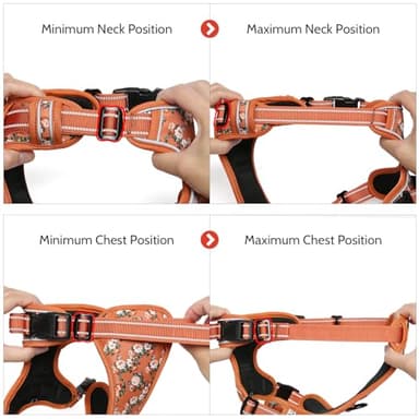 Timos Dog Harness for Large Dogs, No Pull Service Vest with Reflective Strips and Control Handle,No Choke Dog Harness with 2 Metal Rings for Easy Walking,Outdoor Training,Flower Orange, L - Image 7