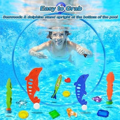 Jasonwell Pool Toys Diving Rings - 28PCS Swim Thru Rings Pool Game Diving Toys with Dive Ring Underwater Treasures Torpedo Bandits Fish Toy Fun Water Swimming Toy for Boys Girls Kids Teens Adults - Image 4