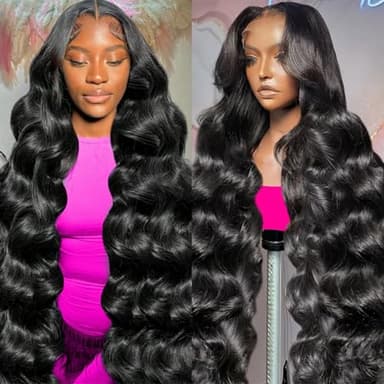 30 Inch 13x6 Lace Front Wigs Human Hair 200 Density Body Wave HD Lace Front Wigs Human Hair Pre Plucked with Baby Hair Natural Color Glueless Frontal Wig for Women 100% Brazilian Virgin Human Hair - Image 1