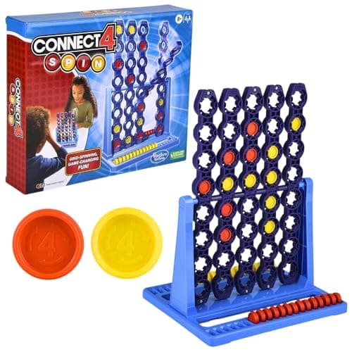 Hasbro Gaming Connect 4 Spin Game, Features Spinning Connect 4 Grid, 2 Player Board Games for Family and Kids, Strategy Board Games, Ages 8 and Up - Image 1