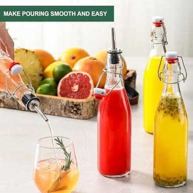 8 Set 16 OZ Swing Top Glass Bottles - Flip Top Beer Brewing Bottles with Stopper for Fermentation, Kombucha, Mead Kefir, Vanilla Extract, Juice, Tea, Wine, Soda - Airtight Cap Lids, Bonus 2 Pourers - Image 4