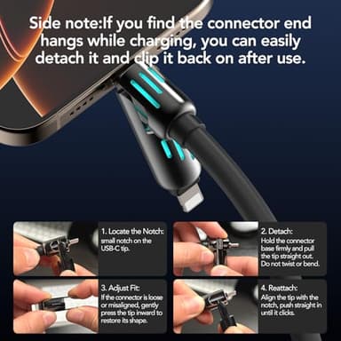 MFish 4-in-1 Universal USB Charging Cable with Carrying Case – 240W Max Fast Charger Cord, USB-A, Dual USB-C & Lighting, for iPhone 14/15/16/17 Series, iPad & MacBook and More(Black, 6.6Ft) - Image 3