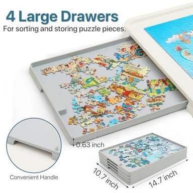 Playboda 1500 Pieces Rotating Plastic Puzzle Board with Drawers and Cover, 35"x27" Portable Spinning Jigsaw Puzzle Table for Adults, Upgraded Lazy Susan, Ideal Gift for Mum - Image 7
