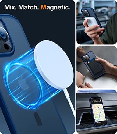 TORRAS Magnetic Designed for iPhone 13 Pro Max Case, [Military Grade Drop Tested] [Compatible with MagSafe] Shockproof Translucent Hard Back Soft Slim Protective Case for iPhone 13 Pro Max, Blue - Image 2