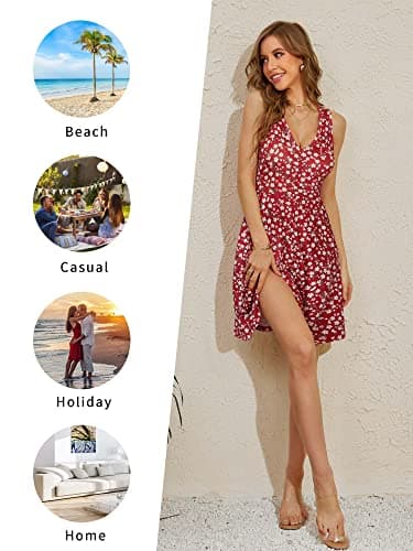 HUHOT Merida Costume for Women Turquoise Sun Dress Women V Neck Sleeveless A-Line Midi Dresses for Women with Pockets - Image 5