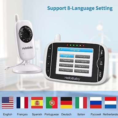 Video Baby Monitor with Camera and Audio, 3.2Inch LCD Display, Infrared Night Vision, Two-Way Audio and Room Temperature Monitoring,Lullaby,Sound Activated Screen - Image 9