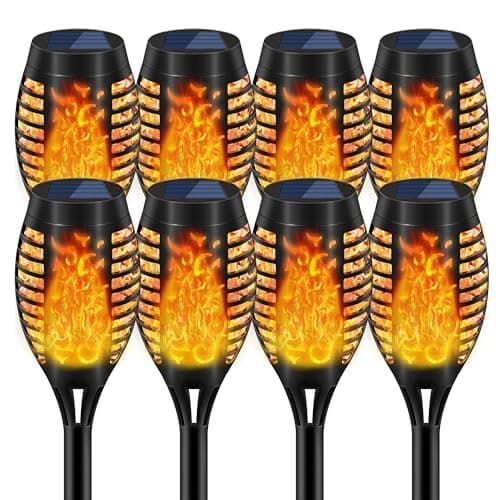 Uni PNR Solar Torch Lights for Garden Decor, 8 Pack 12 LED Solar Lights for Outside & 20.5'' Waterproof Solar Lights, Flame Torch Solar Lights Outdoor for Patio Path Yard Decorations - Image 1