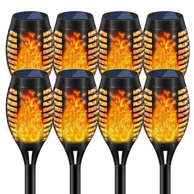 Uni PNR Solar Torch Lights for Garden Decor, 8 Pack 12 LED Solar Lights for Outside & 20.5'' Waterproof Solar Lights, Flame Torch Solar Lights Outdoor for Patio Path Yard Decorations - Image 1