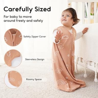 Yoofoss Baby Sleep Sack 6-12 Months 0.5 Tog Wearable Blanket for Baby, 3 Pack 100% Organic Cotton Infant Toddler Sleeping Sack 2-Way Zipper Lightweight Sleep Sack - Image 3