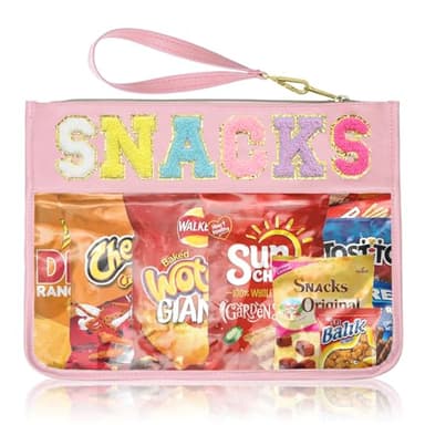 Siwara Snack Bags Clear Pouch for Travel Bag Nylon Clear Cosmetic Bag Makeup Waterproof Bag Portable Glitter Snacks Makeup Beach Pouch Toiletry Bags for Women Girls - Image 1