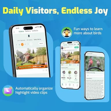 Smart Bird Feeder with Camera, 2K HD Birdwatching Camera with AI Identify Bird Species & Solar Panel, Auto Video Capture & Instant Notifications, Ideal Gifts for Lover, Deep Blue - Image 4