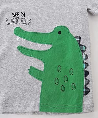 Toddler Boy's Summer Clothes Outfits,Dinosaur T-shirt and Short Clothing Set Grey 5t - Image 3