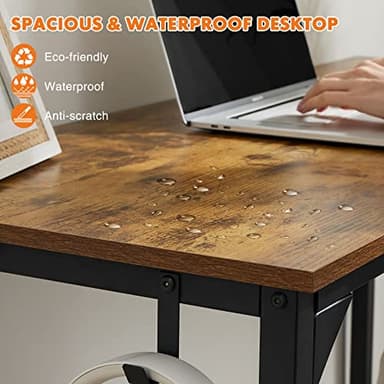 Computer Desk Small Office Desk 40 Inch Writing Desks Small Space Desk Study Table Modern Simple Style Work Table with Storage Bag Headphone Hook Wooden Tabletop Metal Frame for Home, Bedroom - Image 4