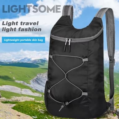 levayhill 16L Lightweight Foldable Hiking-Backpack Small Packable-Daypack For Travel,Ultralight Water-Resistant Gym Bag Men Women Easy Carry-on (Black&Gray) - Image 5
