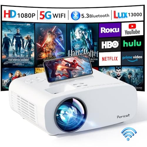 Projector with WiFi and Bluetooth, Pericat 4K Supported Native 1080P Projector, Portable Movie Outdoor Projector for Home Theater, Mini Projector Compatible with PC, HDMI, USB, TV Stick, PS5 - Image 1