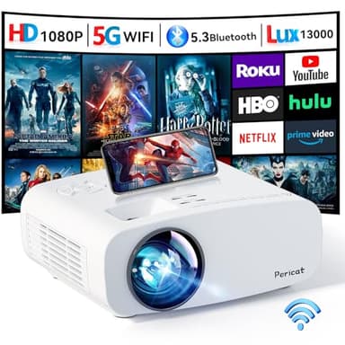 Projector with WiFi and Bluetooth, Pericat 4K Supported Native 1080P Projector, Portable Movie Outdoor Projector for Home Theater, Mini Projector Compatible with PC, HDMI, USB, TV Stick, PS5 - Image 1