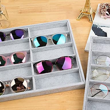 STYLIFING Sunglasses Organizer Tray, 8 Grids Eyeglasses Watch Holder Display Storage Case for Women Men - Gray - Image 4