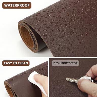 Leather Desk pad Protector, Large Desk mat with Natural Cork & PU Leather,Mouse pad,Non-Slip Office Desk Mat,Waterproof Desk Writing Pad for Office and Home (47in*23.7in,Coffee) - Image 3
